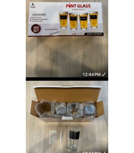 Chalk Board 16 oz Set of 4  Beer & Wine Glasses. 750 Sets. EXW Los Angeles